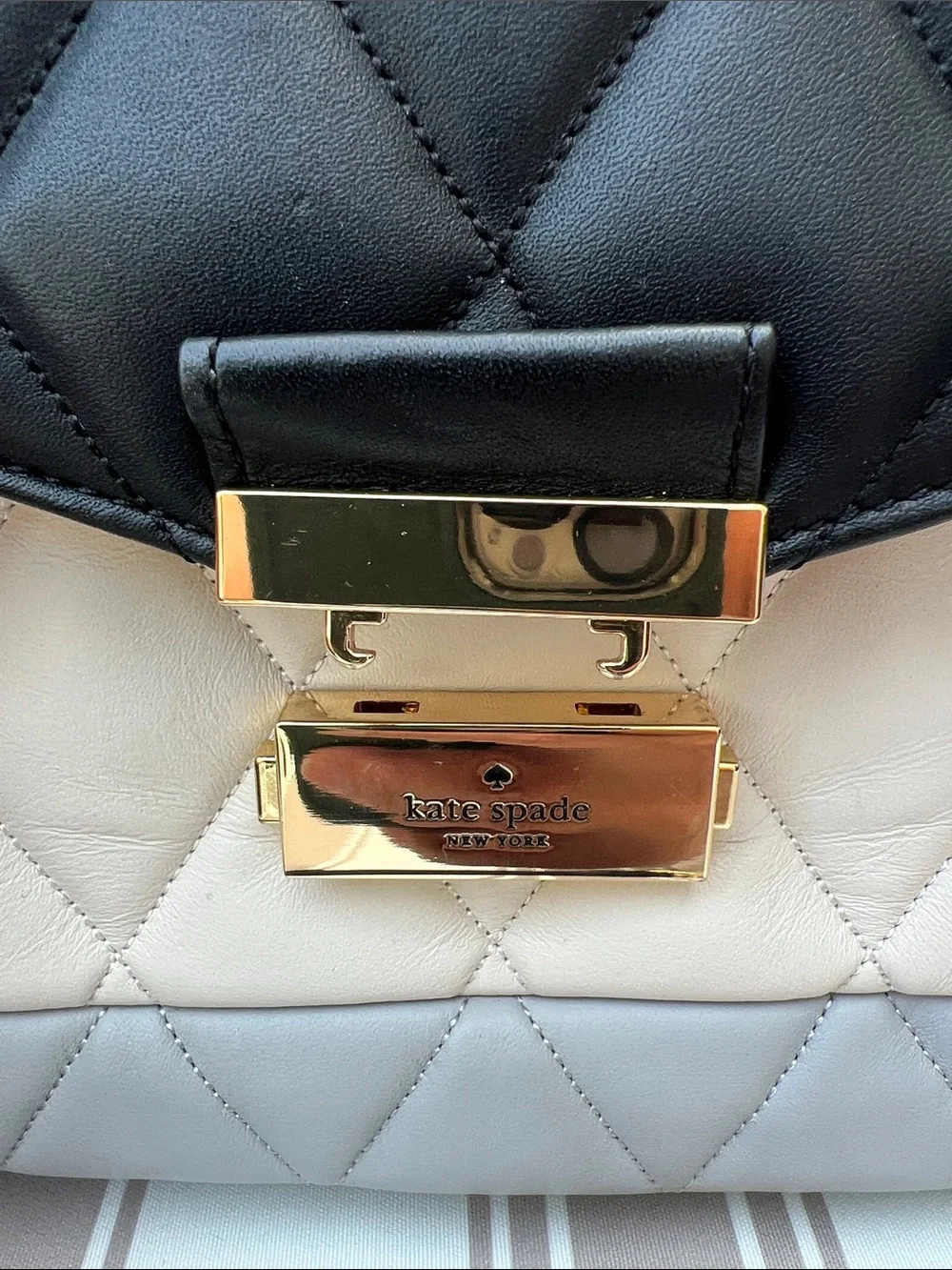 kate spade Two-Tone Quilted Crossbody Bag in Black, Cream, Gray